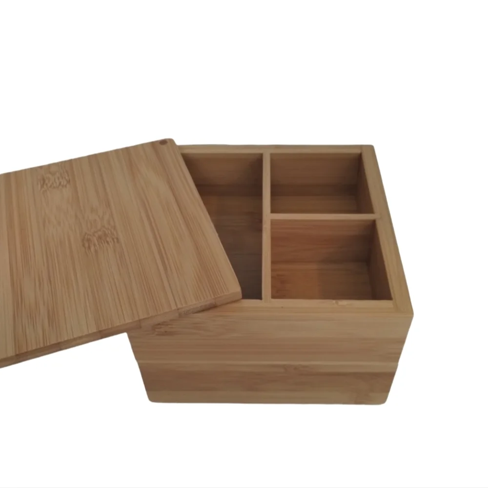 Bamboo Organizer Swivel Box Countertop 4x6x6 in